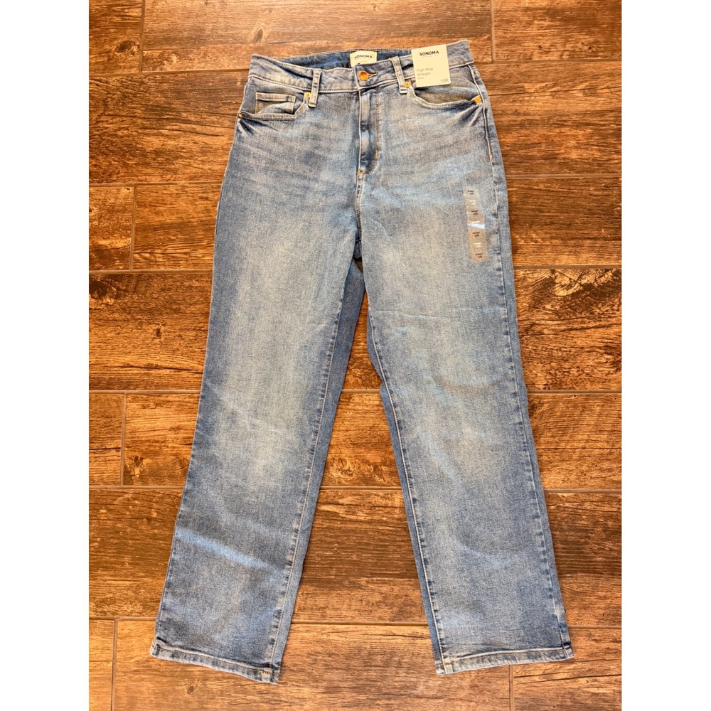 Sonoma Goods For Life High Rise Straight Leg Jeans Medium Wash 10R NWT